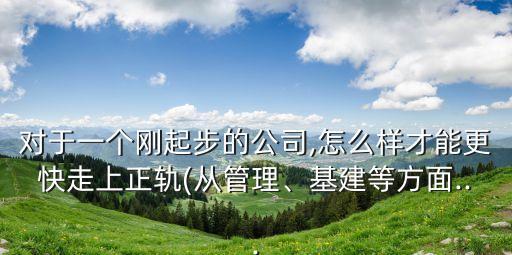 對于一個剛起步的公司,怎么樣才能更快走上正軌(從管理、基建等方面...