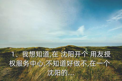 1、我想知道,在 沈陽開個(gè) 用友授權(quán)服務(wù)中心,不知道好做不,在一個(gè) 沈陽的...
