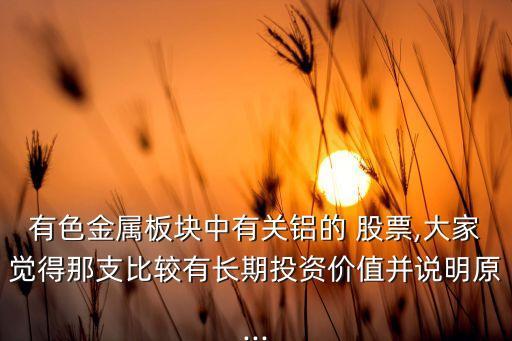 有色金屬板塊中有關(guān)鋁的 股票,大家覺得那支比較有長期投資價值并說明原...