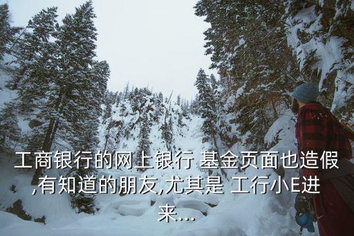 工商銀行的網(wǎng)上銀行 基金頁(yè)面也造假,有知道的朋友,尤其是 工行小E進(jìn)來(lái)...