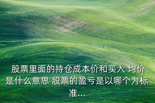  股票里面的持倉成本價和買入 均價是什么意思 股票的盈虧是以哪個為標準...