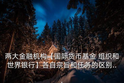 兩大金融機構(gòu)【國際貨幣基金 組織和世界銀行】各自宗旨和任務的區(qū)別...