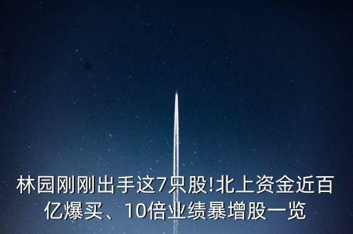 林園剛剛出手這7只股!北上資金近百億爆買(mǎi)、10倍業(yè)績(jī)暴增股一覽