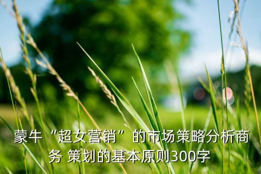  蒙?！俺疇I銷”的市場策略分析商務 策劃的基本原則300字