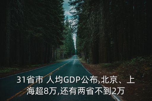 31省市 人均GDP公布,北京、上海超8萬(wàn),還有兩省不到2萬(wàn)
