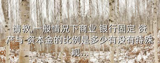 請(qǐng)教,一般情況下商業(yè) 銀行固定 資產(chǎn)與 資本金的比例是多少有沒(méi)有特殊規(guī)...