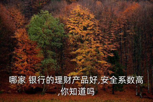 哪家 銀行的理財(cái)產(chǎn)品好,安全系數(shù)高,你知道嗎