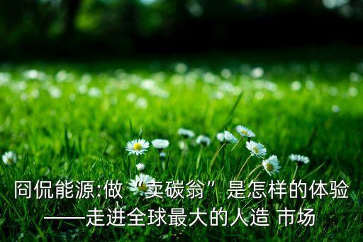 冏侃能源:做“賣碳翁”是怎樣的體驗——走進全球最大的人造 市場