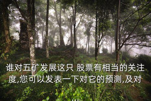 誰對五礦發(fā)展這只 股票有相當(dāng)?shù)年P(guān)注度,您可以發(fā)表一下對它的預(yù)測,及對...