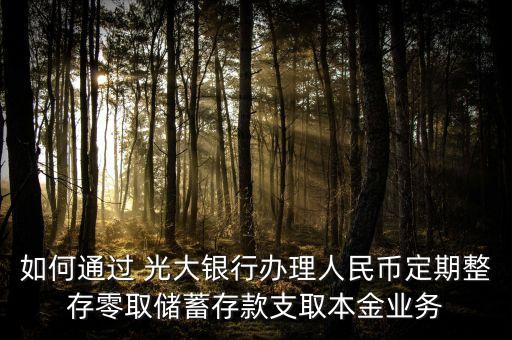 如何通過 光大銀行辦理人民幣定期整存零取儲蓄存款支取本金業(yè)務