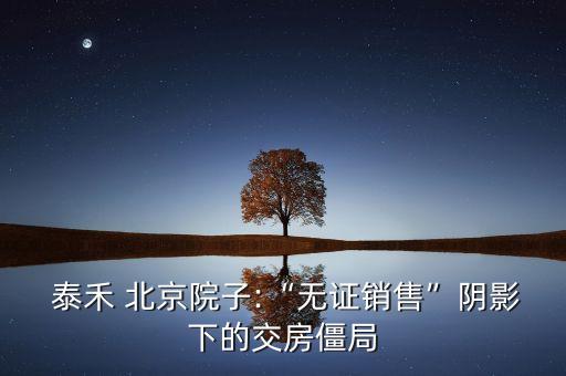  泰禾 北京院子:“無(wú)證銷售”陰影下的交房僵局