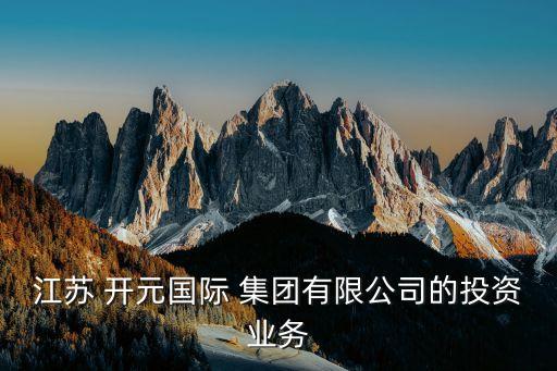 江蘇 開元國(guó)際 集團(tuán)有限公司的投資業(yè)務(wù)