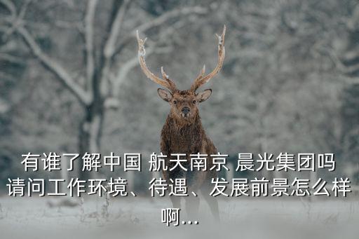 有誰了解中國 航天南京 晨光集團嗎請問工作環(huán)境、待遇、發(fā)展前景怎么樣啊...
