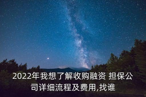 2022年我想了解收購融資 擔(dān)保公司詳細(xì)流程及費(fèi)用,找誰