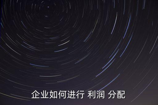 企業(yè)如何進(jìn)行 利潤 分配