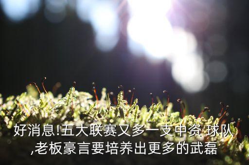 好消息!五大聯(lián)賽又多一支中資 球隊,老板豪言要培養(yǎng)出更多的武磊