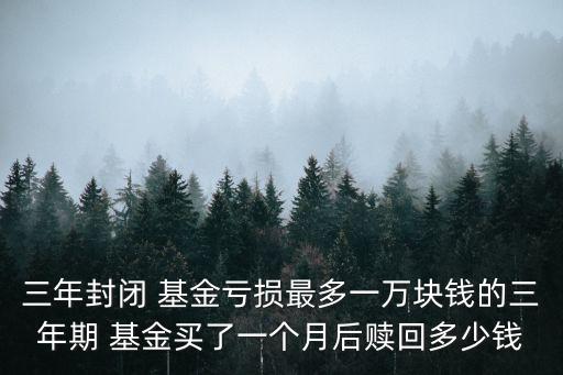 三年封閉 基金虧損最多一萬塊錢的三年期 基金買了一個月后贖回多少錢