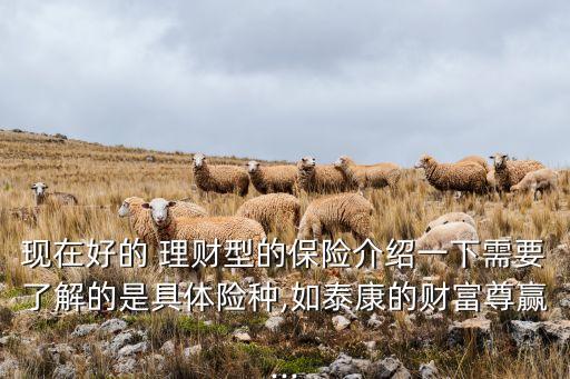 現(xiàn)在好的 理財型的保險介紹一下需要了解的是具體險種,如泰康的財富尊贏...