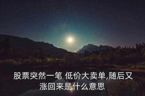  股票突然一筆 低價大賣單,隨后又漲回來是什么意思