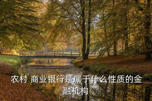  農(nóng)村 商業(yè)銀行是屬于什么性質(zhì)的金融機構(gòu)