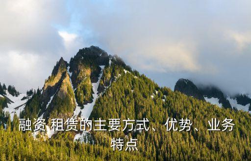  融資 租賃的主要方式、優(yōu)勢、業(yè)務(wù)特點(diǎn)