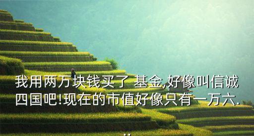 我用兩萬塊錢買了 基金,好像叫信誠四國吧!現(xiàn)在的市值好像只有一萬六...