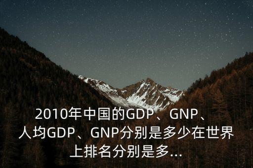 2010年中國的GDP、GNP、 人均GDP、GNP分別是多少在世界上排名分別是多...