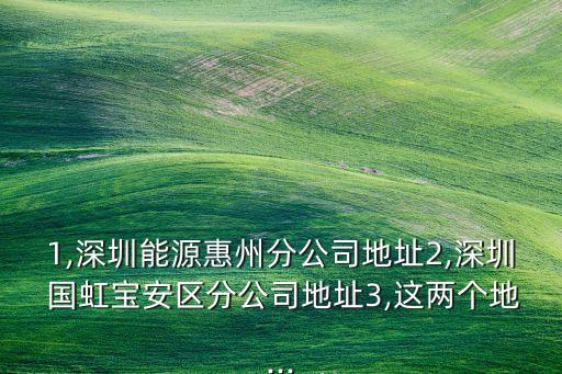 1,深圳能源惠州分公司地址2,深圳 國(guó)虹寶安區(qū)分公司地址3,這兩個(gè)地...