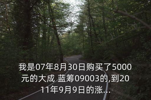 我是07年8月30日購買了5000元的大成 藍籌09003的,到2011年9月9日的漲...