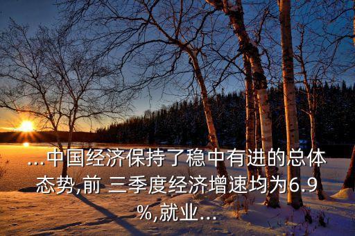 ...中國經(jīng)濟(jì)保持了穩(wěn)中有進(jìn)的總體態(tài)勢,前 三季度經(jīng)濟(jì)增速均為6.9%,就業(yè)...