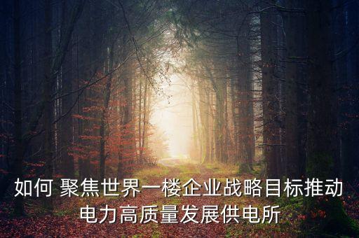 如何 聚焦世界一樓企業(yè)戰(zhàn)略目標推動電力高質(zhì)量發(fā)展供電所