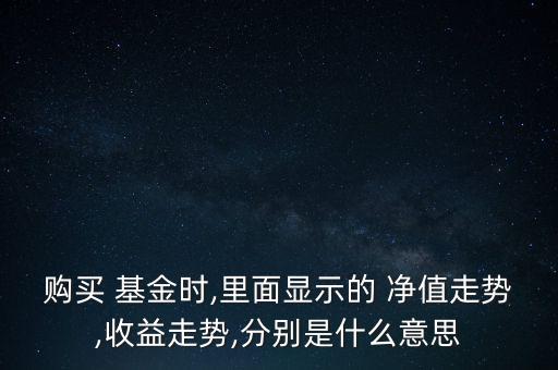 購買 基金時(shí),里面顯示的 凈值走勢,收益走勢,分別是什么意思