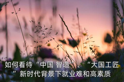 如何看待“中國 智造”、“大國工匠”新時代背景下就業(yè)難和高素質(zhì)