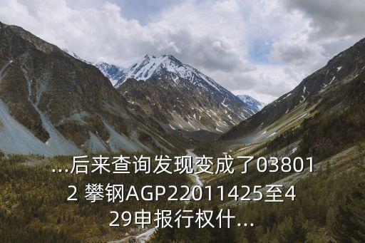 ...后來查詢發(fā)現(xiàn)變成了038012 攀鋼AGP22011425至429申報行權什...