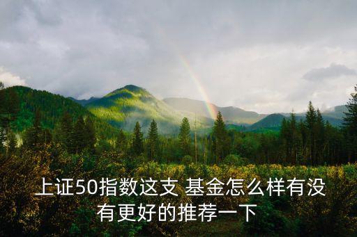  上證50指數這支 基金怎么樣有沒有更好的推薦一下