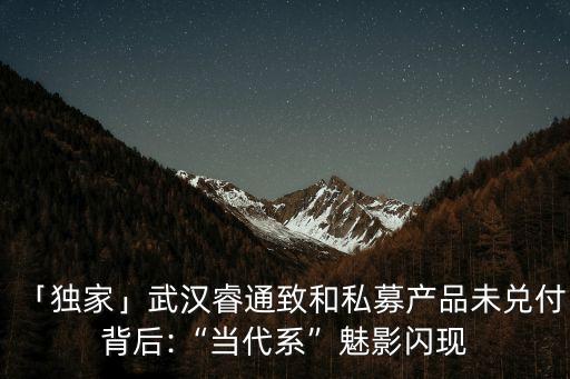 「獨(dú)家」武漢睿通致和私募產(chǎn)品未兌付背后:“當(dāng)代系”魅影閃現(xiàn)