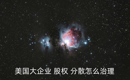 美國大企業(yè) 股權 分散怎么治理
