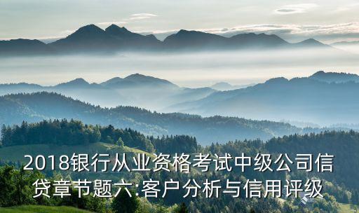 2018銀行從業(yè)資格考試中級(jí)公司信貸章節(jié)題六:客戶(hù)分析與信用評(píng)級(jí)