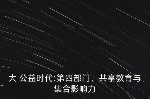 大 公益時代:第四部門、共享教育與集合影響力