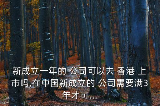 新成立一年的 公司可以去 香港 上市嗎,在中國(guó)新成立的 公司需要滿(mǎn)3年才可...