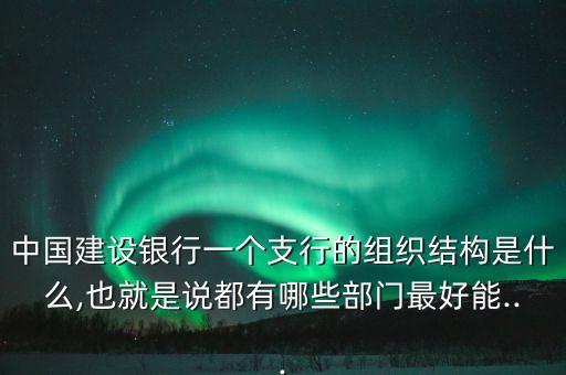 中國建設(shè)銀行一個支行的組織結(jié)構(gòu)是什么,也就是說都有哪些部門最好能...