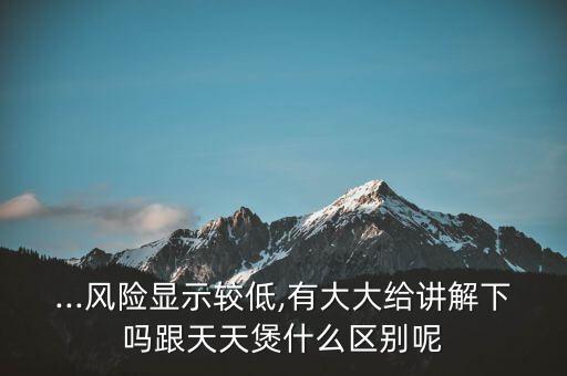 ...風險顯示較低,有大大給講解下嗎跟天天煲什么區(qū)別呢