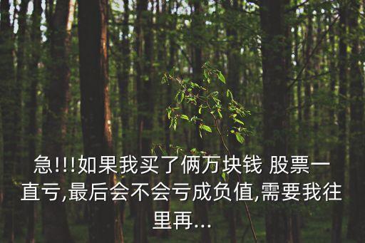 急!!!如果我買(mǎi)了倆萬(wàn)塊錢(qián) 股票一直虧,最后會(huì)不會(huì)虧成負(fù)值,需要我往里再...