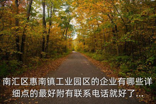 南匯區(qū)惠南鎮(zhèn)工業(yè)園區(qū)的企業(yè)有哪些詳細點的最好附有聯(lián)系電話就好了...