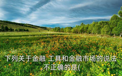 下列關(guān)于金融 工具和金融市場(chǎng)的說法,不正確的是(