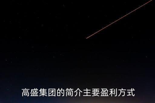  高盛集團的簡介主要盈利方式