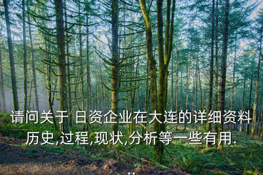 請(qǐng)問關(guān)于 日資企業(yè)在大連的詳細(xì)資料歷史,過程,現(xiàn)狀,分析等一些有用...