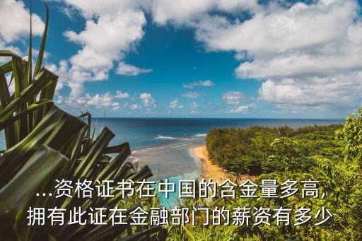 ...資格證書在中國(guó)的含金量多高,擁有此證在金融部門的薪資有多少