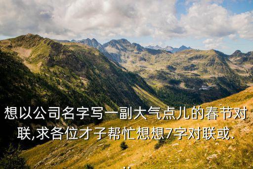 想以公司名字寫一副大氣點(diǎn)兒的春節(jié)對聯(lián),求各位才子幫忙想想7字對聯(lián)或...