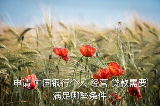 申請(qǐng) 中國銀行個(gè)人 經(jīng)營 貸款需要滿足哪些條件